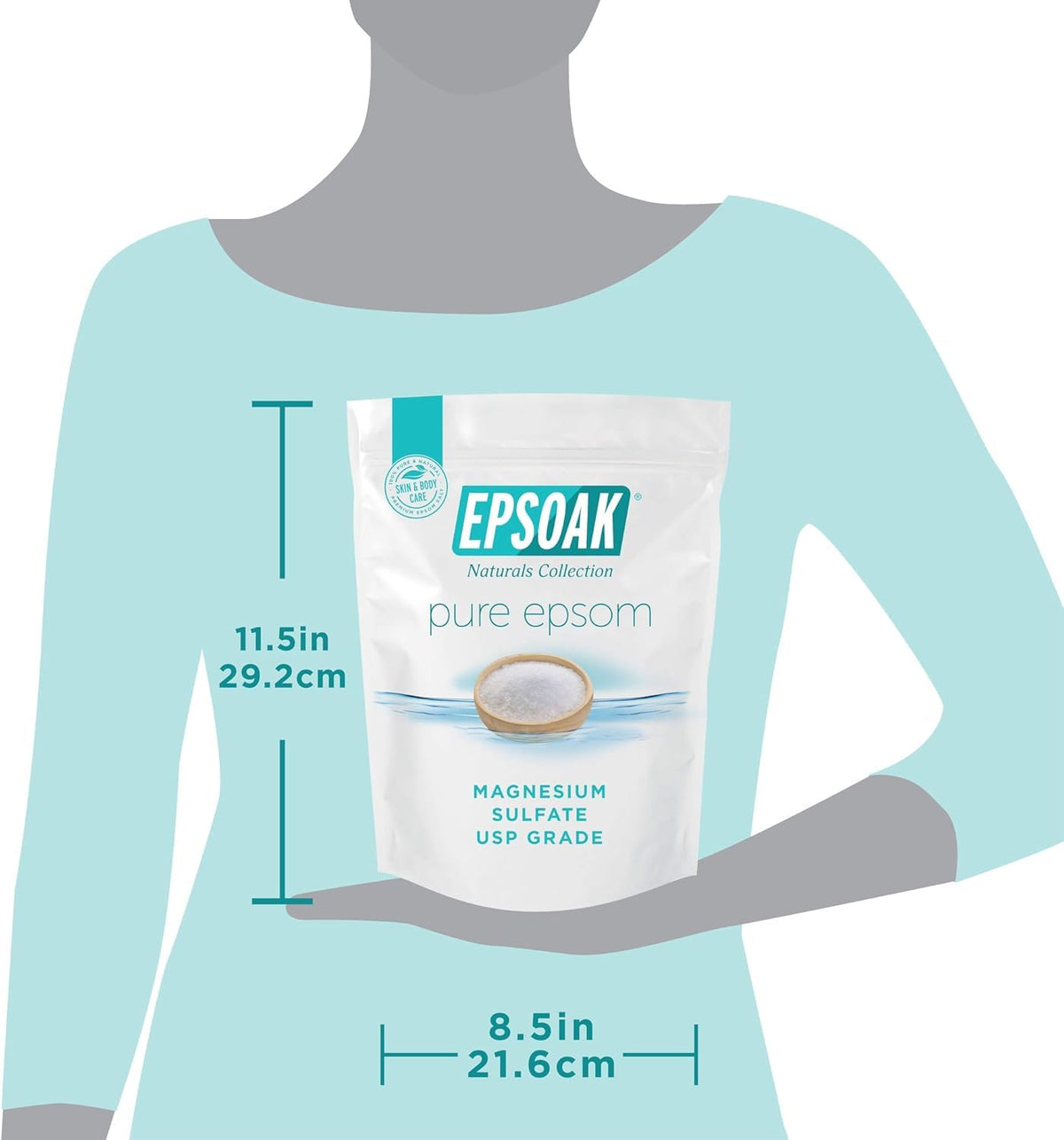Epsoak 5 lb bag next to common household item to show size and value