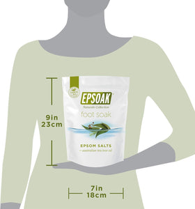 Product label listing Epsoak ingredients and cruelty-free badge