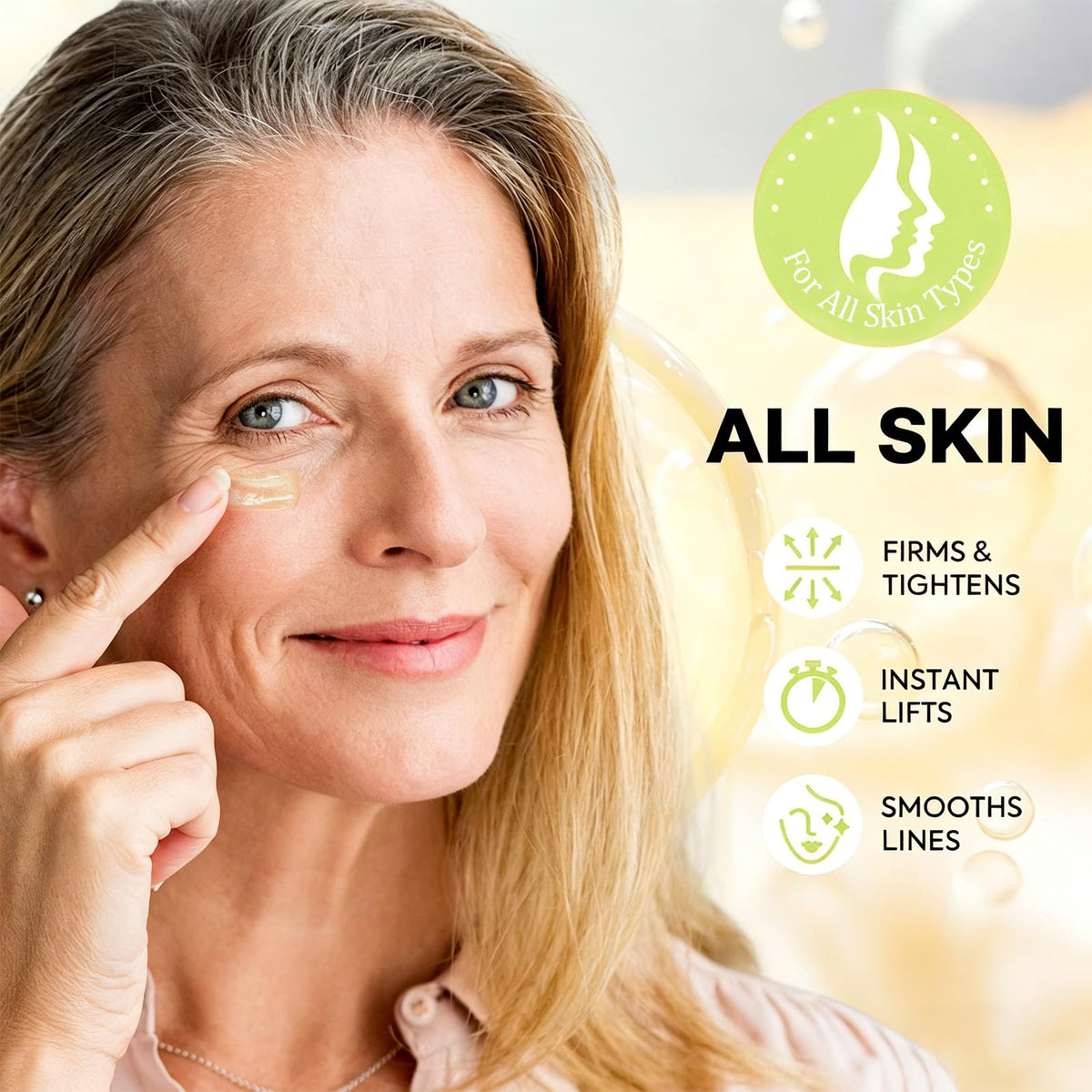 Eqimznv cream on fingertip ready to apply for targeted treatment