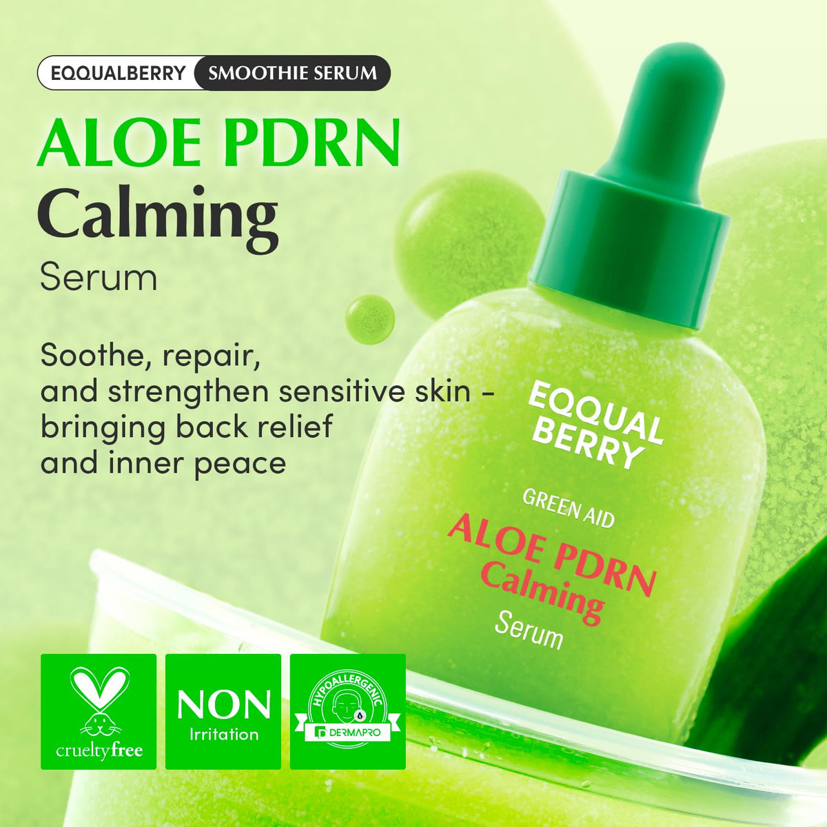EQQUALBERRY dropper dispensing serum highlighting precise application