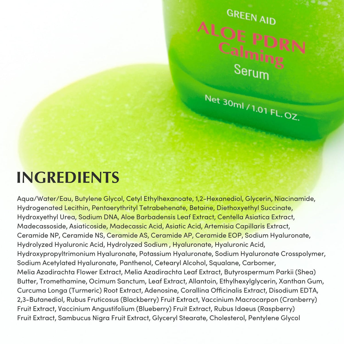 EQQUALBERRY back label close-up showing ingredient list and directions