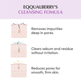 EQQUALBERRY clay mask applied to cheek demonstrating pore drawing
