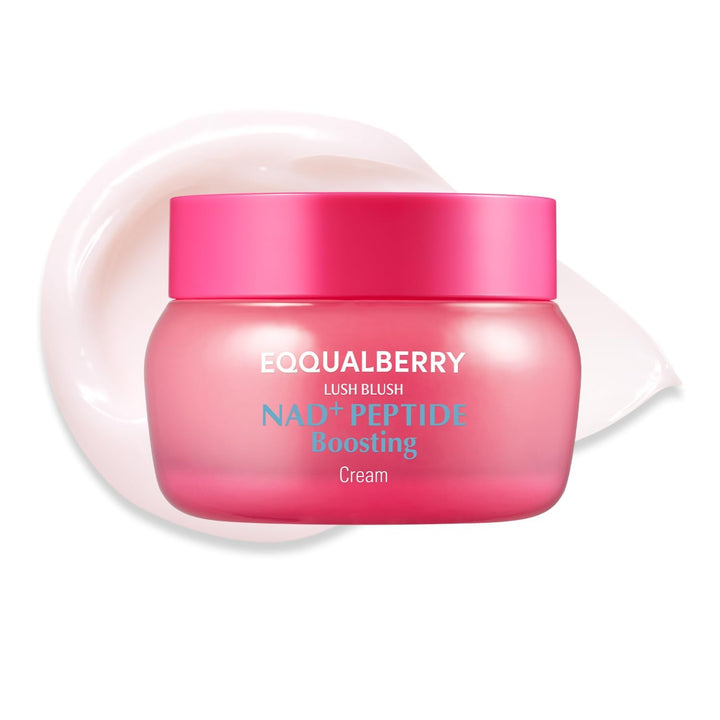 EQQUALBERRY front packaging of 50ml NAD+ peptide cream showing product benefit