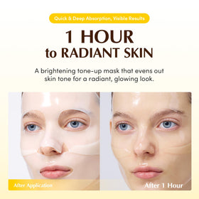 EQQUALBERRY mask on model demonstrating secure fit and immediate glow benefit