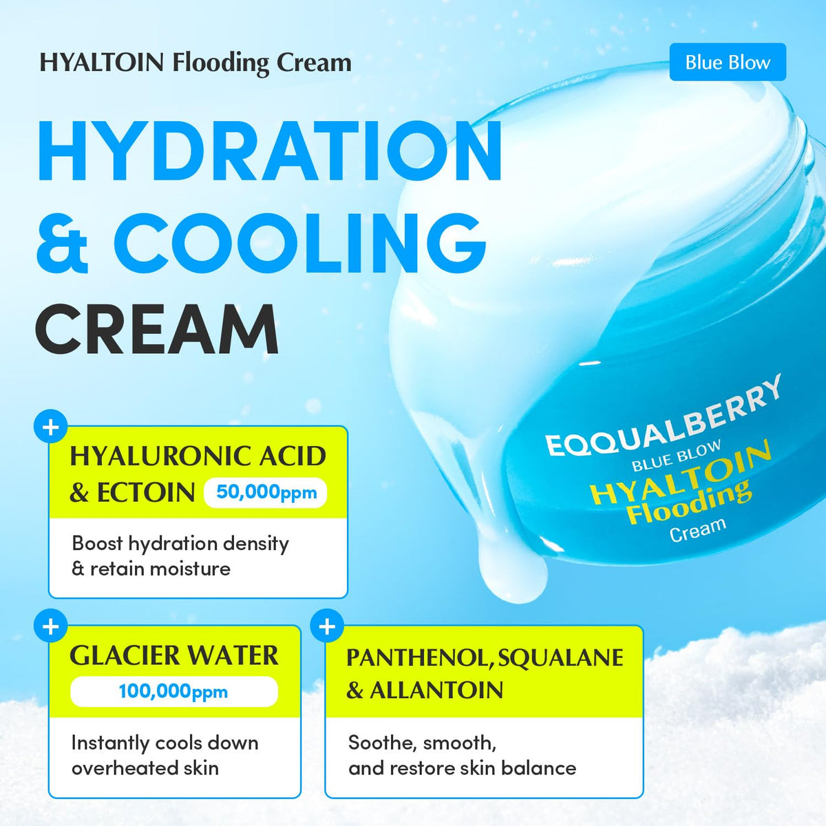 EQQUALBERRY open jar revealing lightweight gel texture for fast hydration