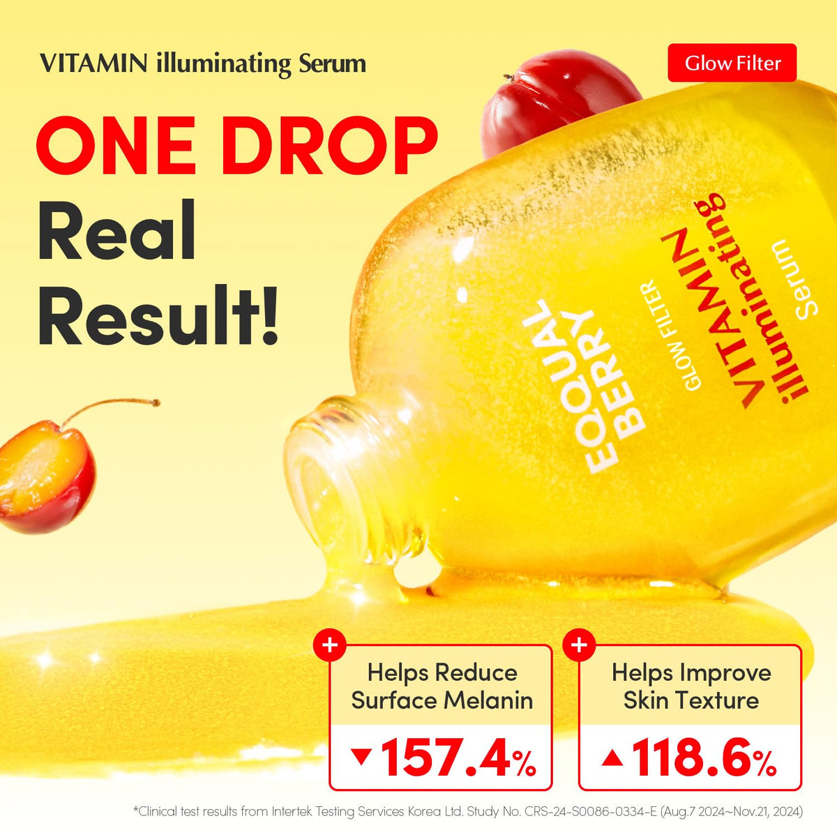 EQQUALBERRY serum texture drop on fingertip showing lightweight hydration benefit