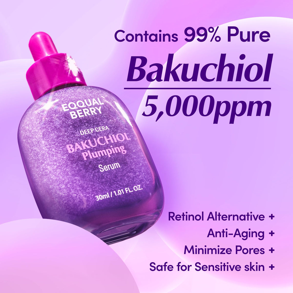 EQQUALBERRY serum texture on fingertip highlighting lightweight absorbency benefit