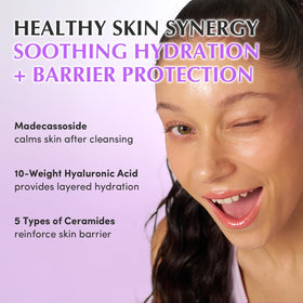 EQQUALBERRY bottle beside fruits representing gentle green protease enzyme exfoliation