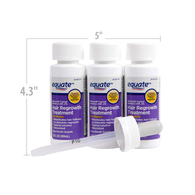 Equate size comparison bottle beside common object showing travel-friendly benefit