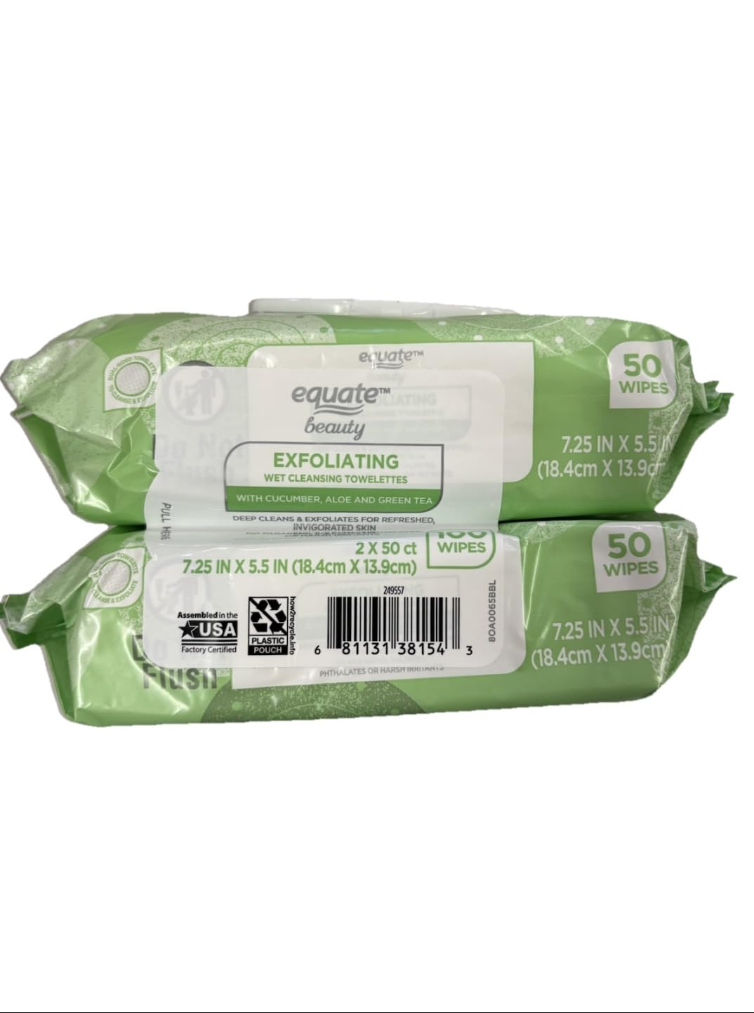 Equate towelettes texture closeup highlighting exfoliating weave for smoother skin