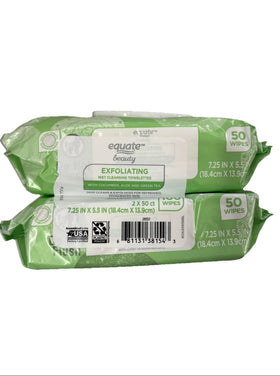 Equate towelettes texture closeup highlighting exfoliating weave for smoother skin