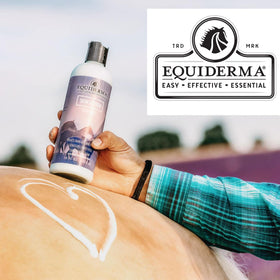 EQUIDERMA spread on cannon bone area showing targeted soothing and improved skin feel