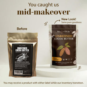 era of nature melting cocoa butter in hands for easy application and deep hydration
