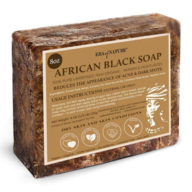 era of nature front packaging showing organic black soap and benefits