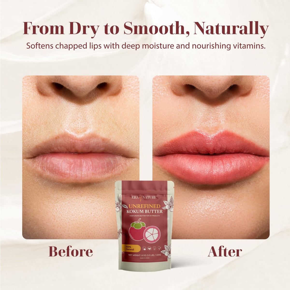 era of nature kokum butter blended body butter jar demonstrating smooth, spreadable finish
