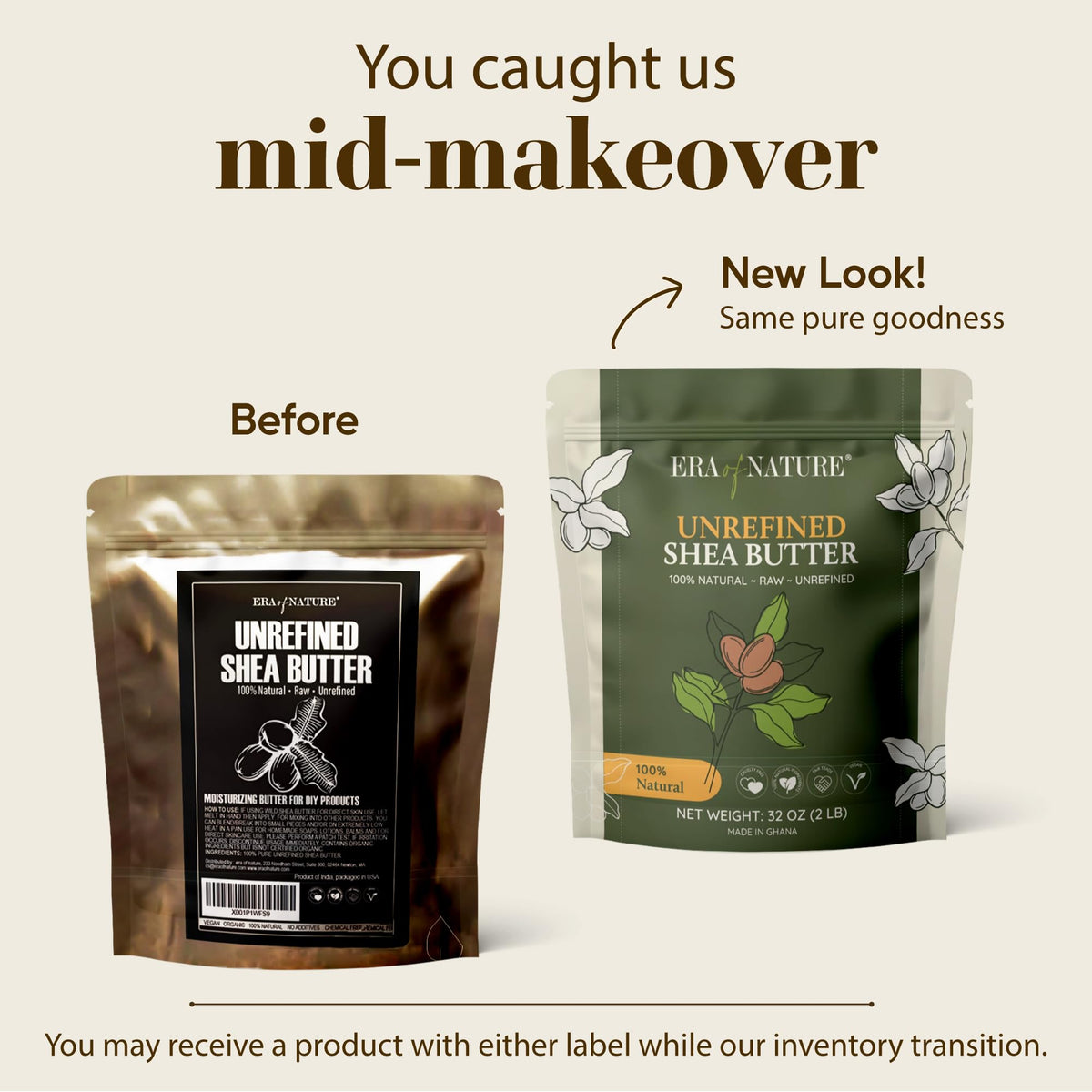 era of nature shea butter on bathroom shelf conveying natural skincare routine