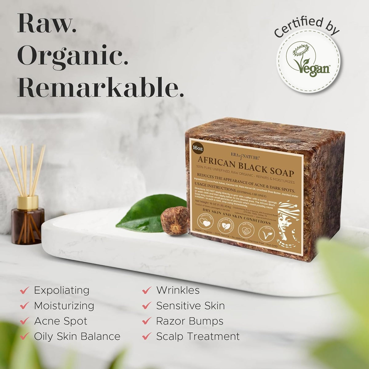 era of nature soap slice in hand showing size and easy portioning