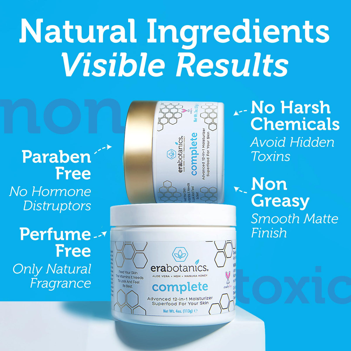 Era Organics applied on hand demonstrating absorbent, lightweight hydration