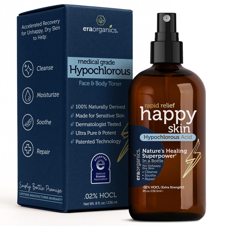 Era Organics front packaging showing clean 8oz bottle and calming design benefits skin balance