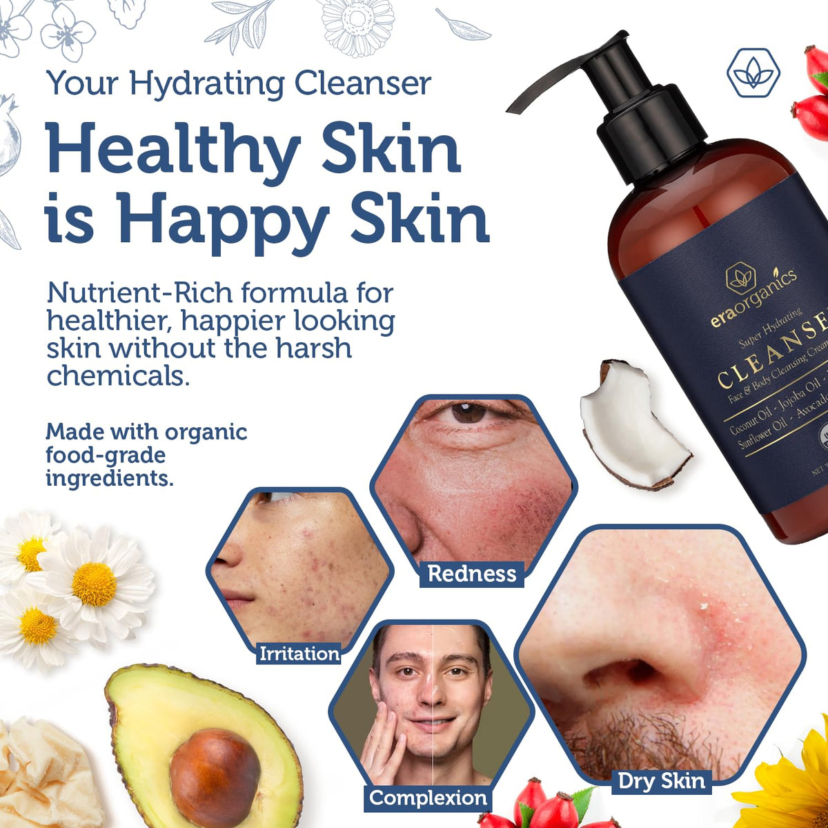Man using Era Organics face wash to remove dirt and refresh after workout