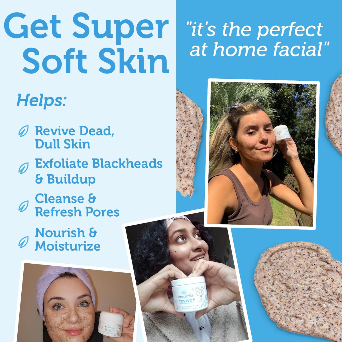 Era Organics scrub in bathroom routine demonstrating easy at-home use