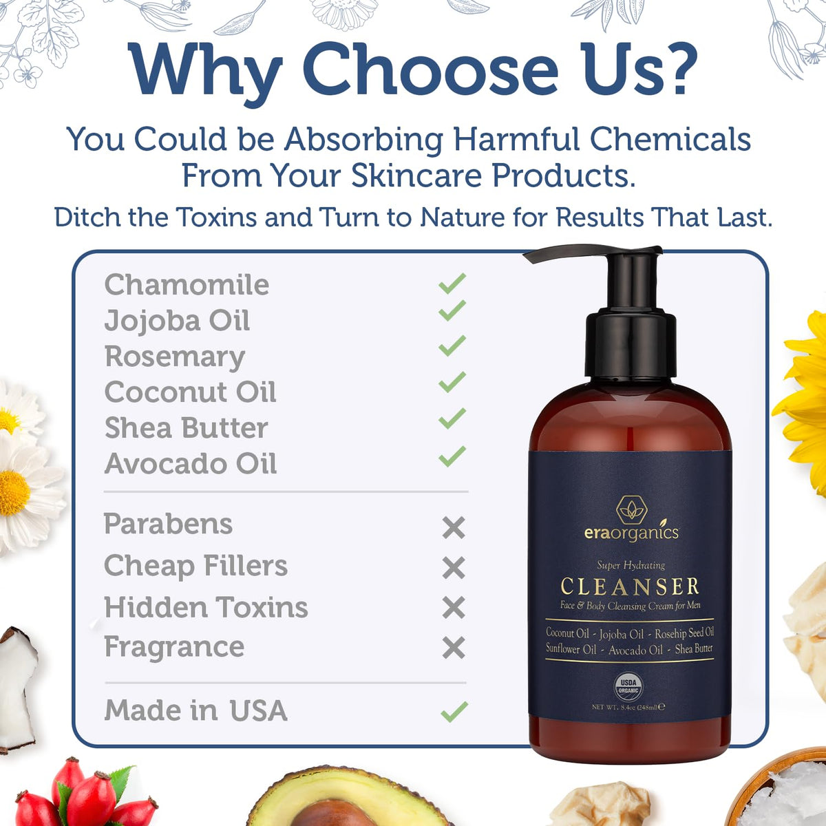 Era Organics bottle held in hand to show size and travel-friendly benefit
