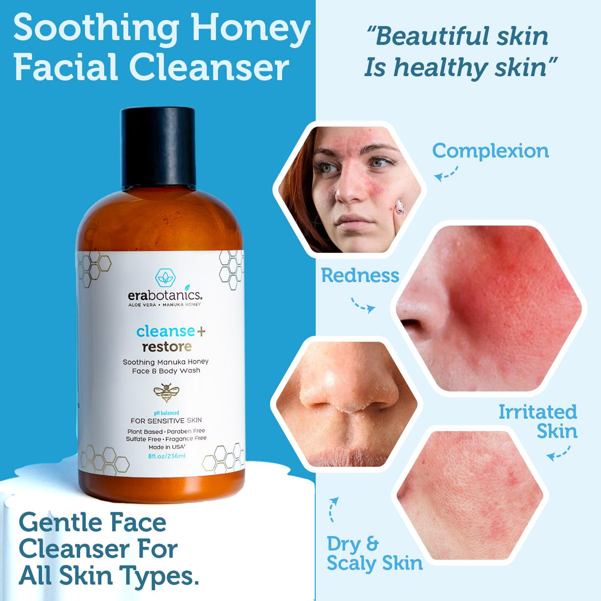 Era Organics foamy texture on hand showing mild lather and hydrating feel