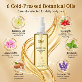 ERAE oil spread on skin showing silky texture and smoother-looking finish