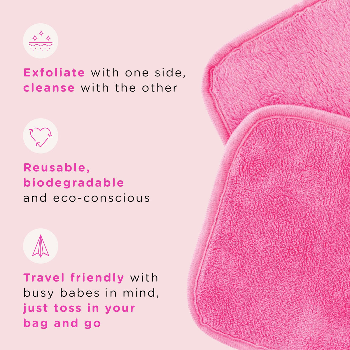 ERASE YOUR FACE dual-sided cloth detail showing exfoliating and soft sides benefit