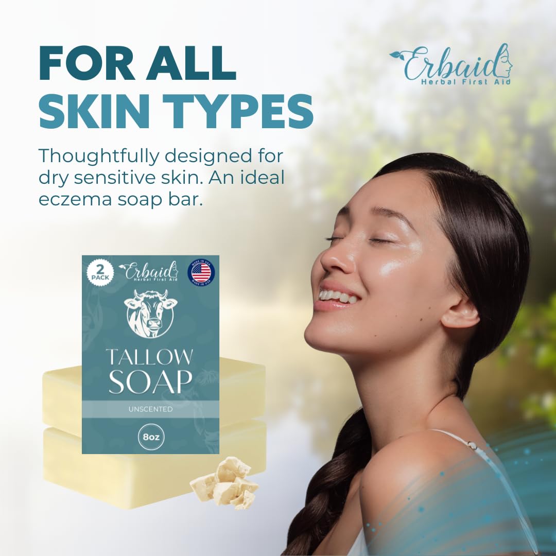 Erbaid soap on shower shelf in bathroom setting illustrating daily skincare integration