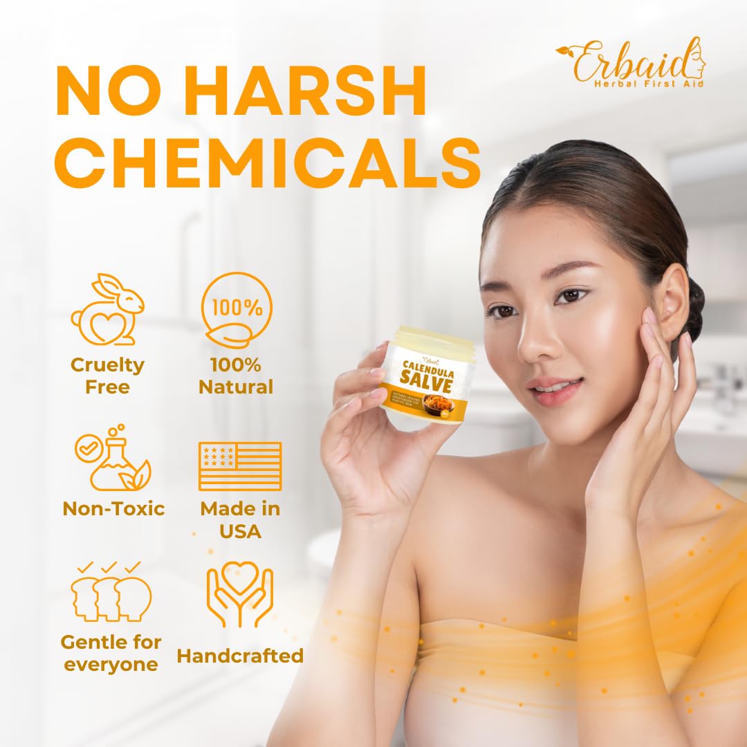 Erbaid calendula being applied on hand for instant moisturizing benefit