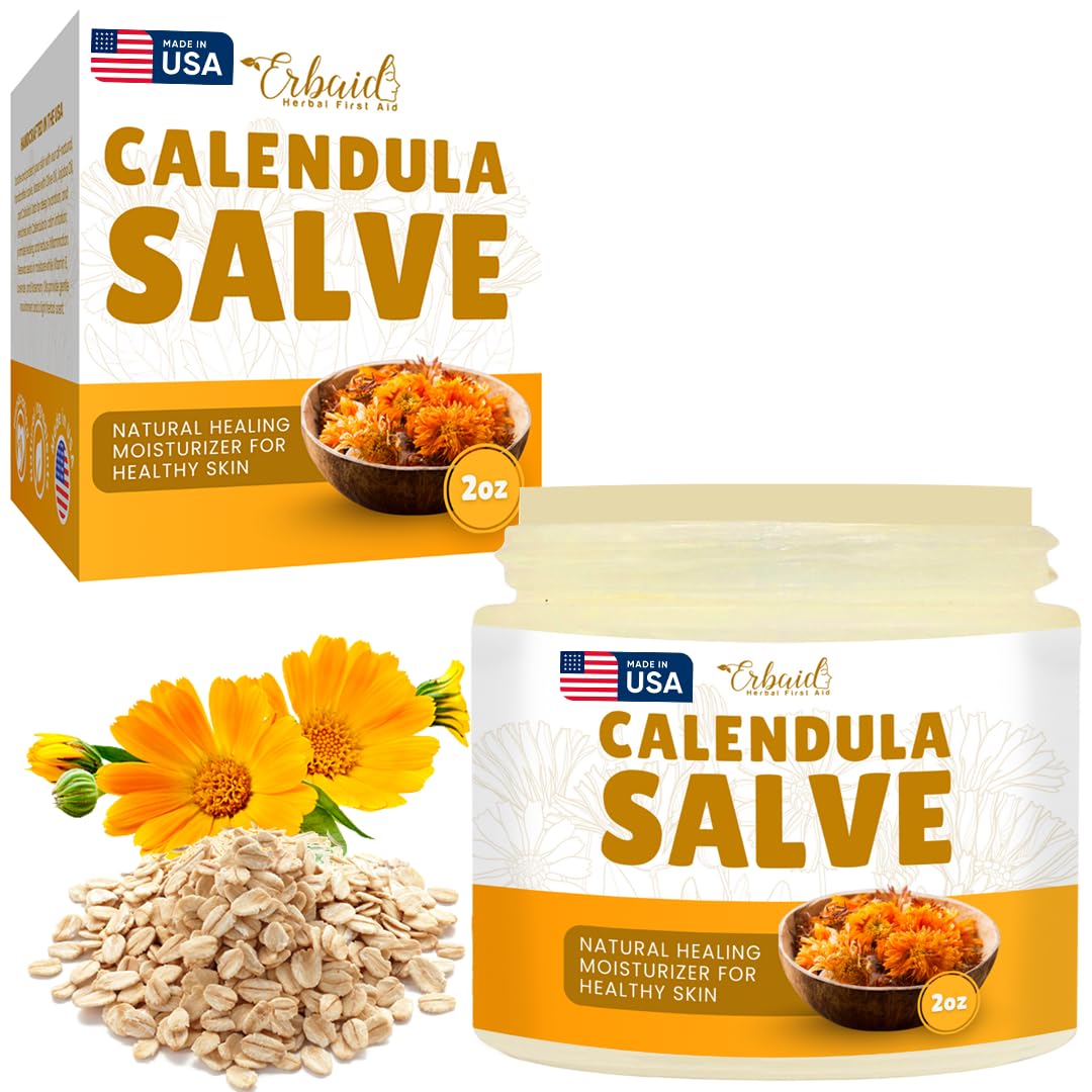 Erbaid calendula jar front view showing clean label and natural benefit