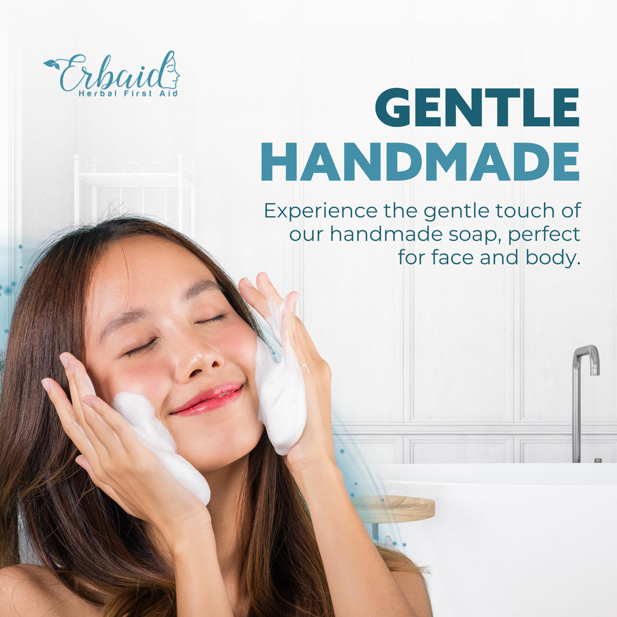Erbaid adult and child washing hands with the bar showing family-safe gentle cleansing