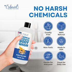 Erbaid lather on hand illustrating soft, mild foam