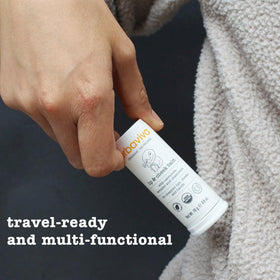 Erbaviva compact tube inside diaper bag highlighting travel-friendly convenience