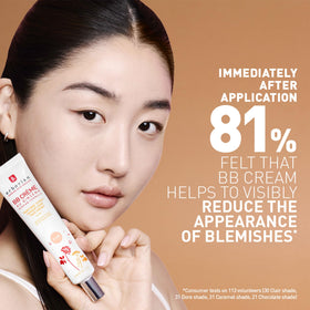 Erborian BB Cream Clair alongside listed botanical ingredients highlighting ginseng smoothing benefit
