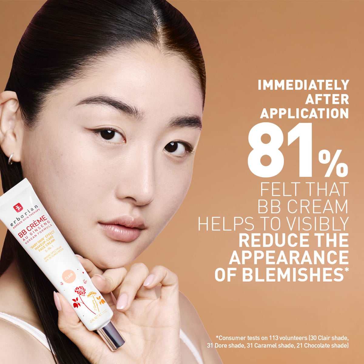 Erborian BB Doré next to SPF product, highlights SPF 20 protective benefit