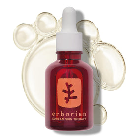 Erborian bottle front showing Skin Therapy branding and sleek design benefit: clear product identity