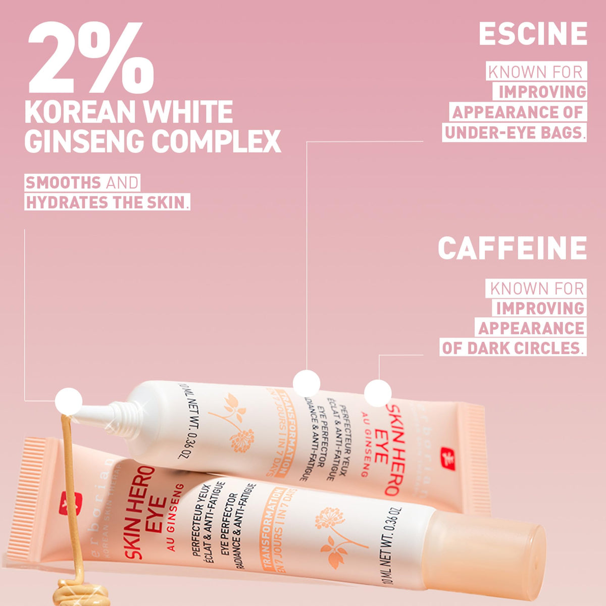 Erborian tube next to everyday items showing compact travel-friendly size