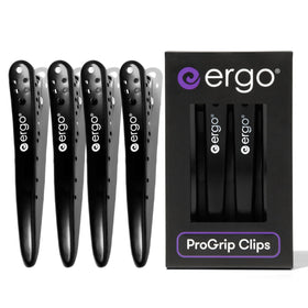 ergo front packaging showing four black ProGrip clips and benefits