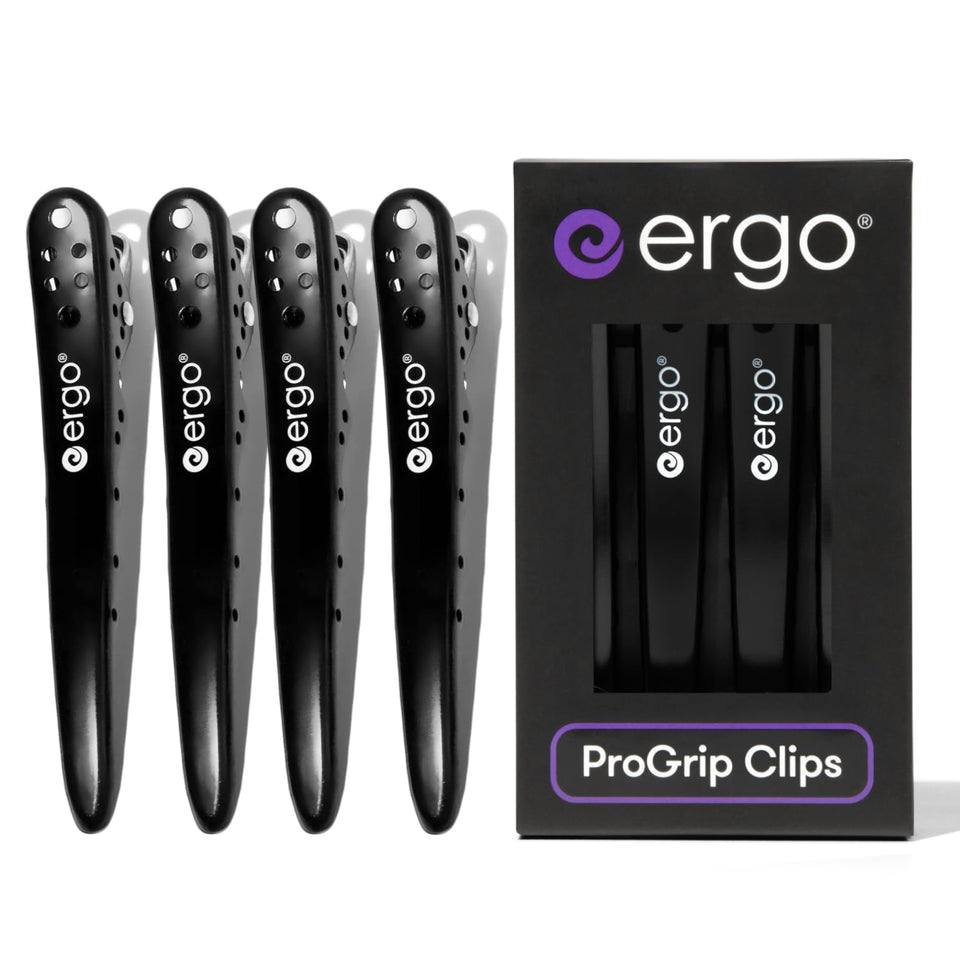ergo front packaging showing four black ProGrip clips and benefits