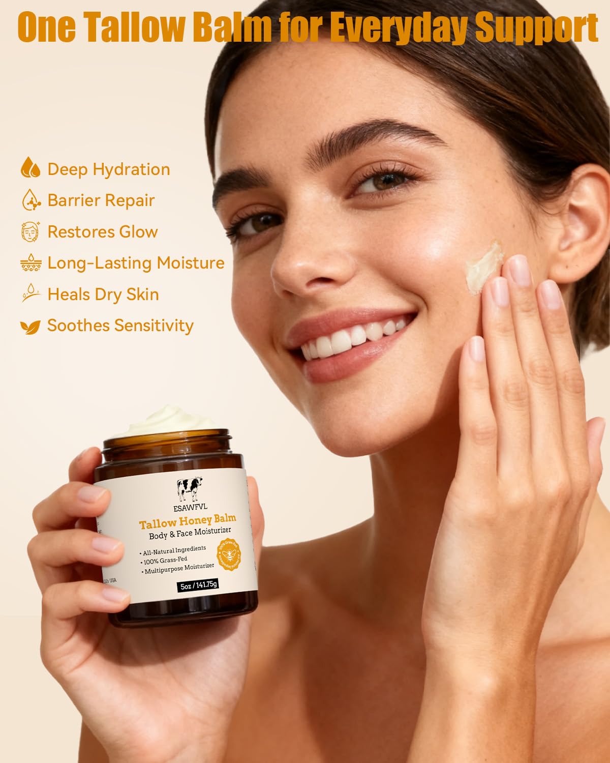 ESAWFVL application on hand demonstrating easy absorption and immediate moisturized feel