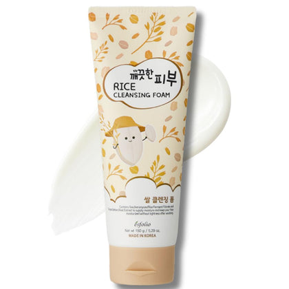 esfolio front packaging showing tube and rice extract benefit gentle cleansing