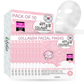 esfolio front packaging showing box of ten masks and product benefits