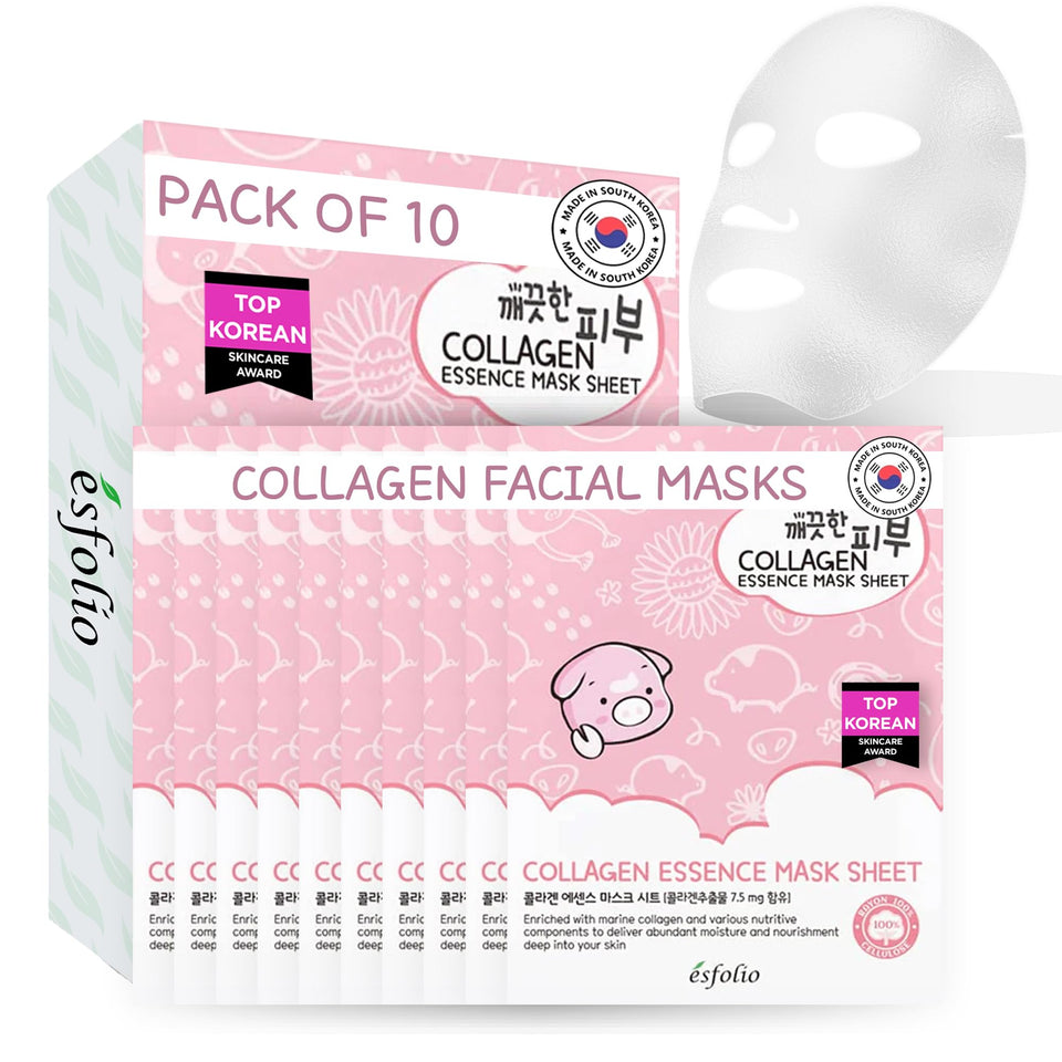 esfolio front packaging showing box of ten masks and product benefits