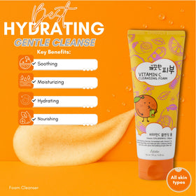 esfolio pump close-up displaying creamy foam texture for gentle deep cleansing