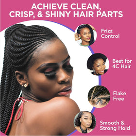 Stylist applying Esha Slick N Slay while braiding for neat long-lasting braids