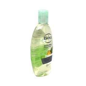 Bathroom shelf with Eskinol bottle staged in routine setting illustrating daily use