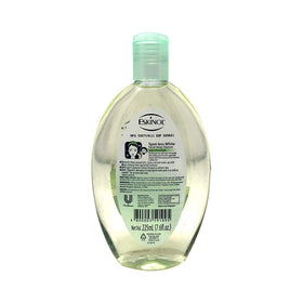 Eskinol label close-up with pump top highlighting ingredients and directions benefit