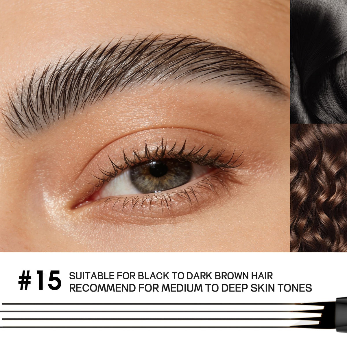 Espoce eyebrow before and after, visible natural-looking fill and enhanced brow shape
